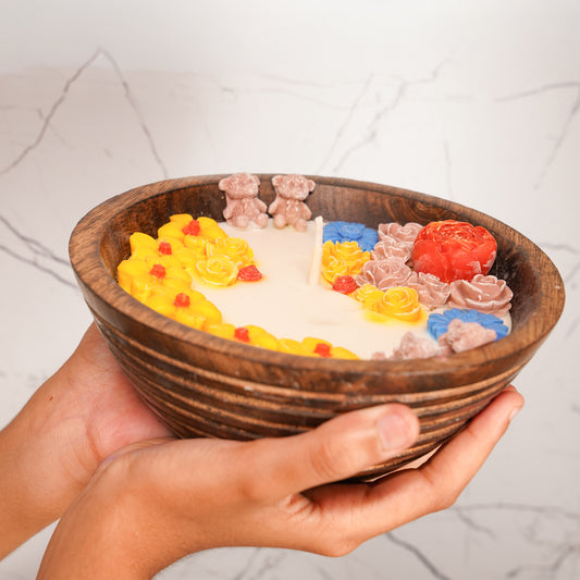 Blossom Bowl Candle – Handcrafted Floral Wax Bowl
