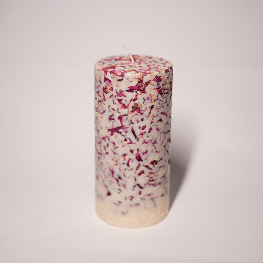 Rose Bloom – Floral Pillar Candle