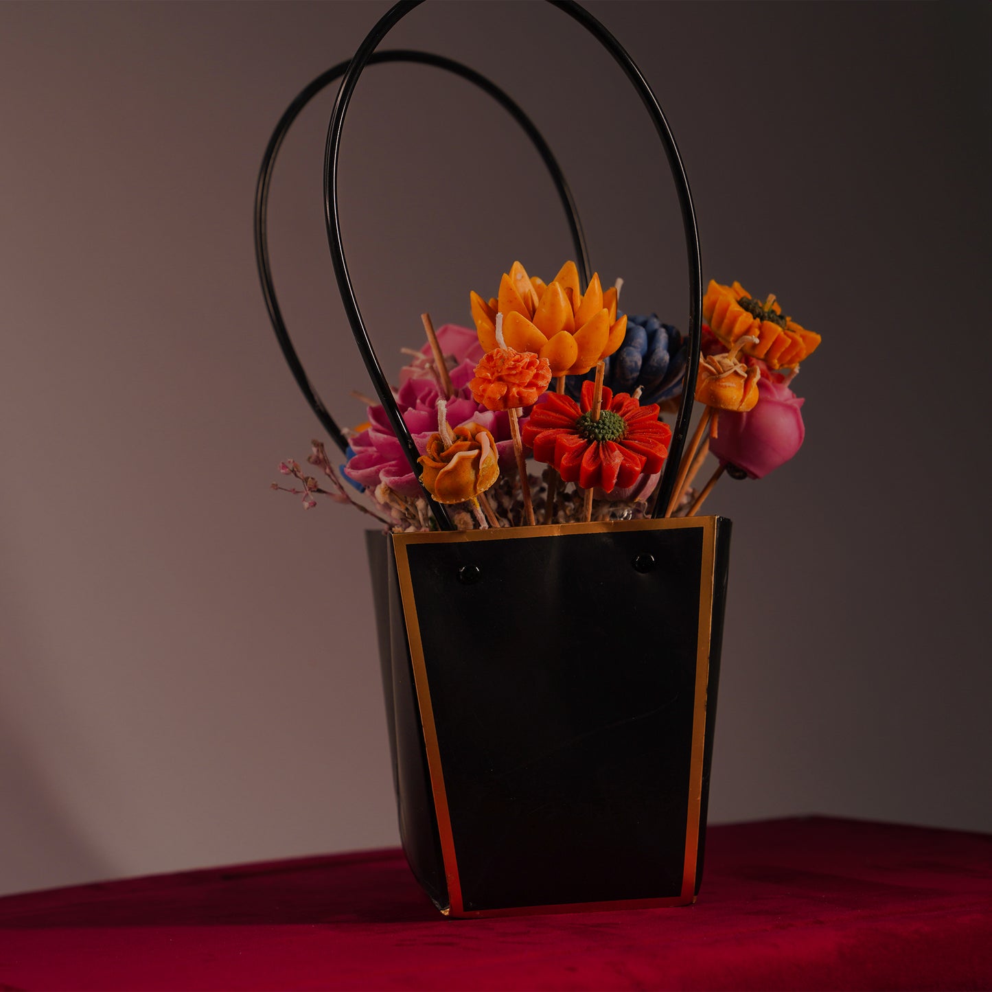 Flower Bouquet Candle – Handcrafted Wax Flower Arrangement