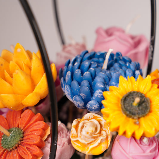 Flower Bouquet Candle – Handcrafted Wax Flower Arrangement
