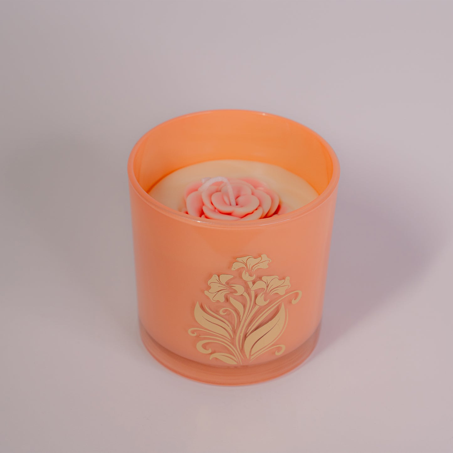 Peach Bloom Luxury Scented Candle – Floral Gold Jar