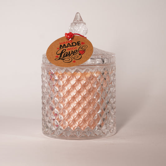 Crystal Jar Candle – Luxury Textured Glass with Lid
