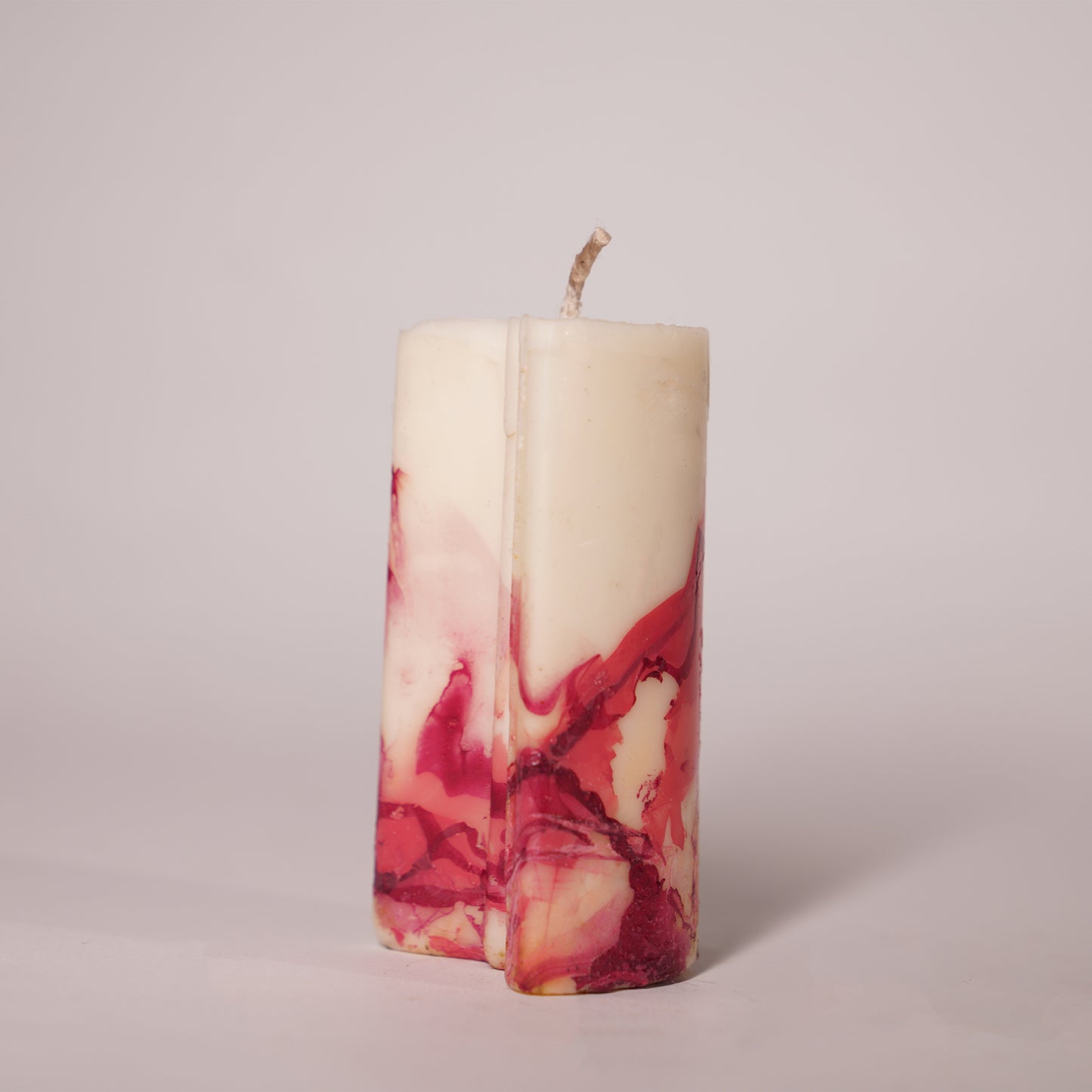 Marbella Marble Pillar Candle – Red & White