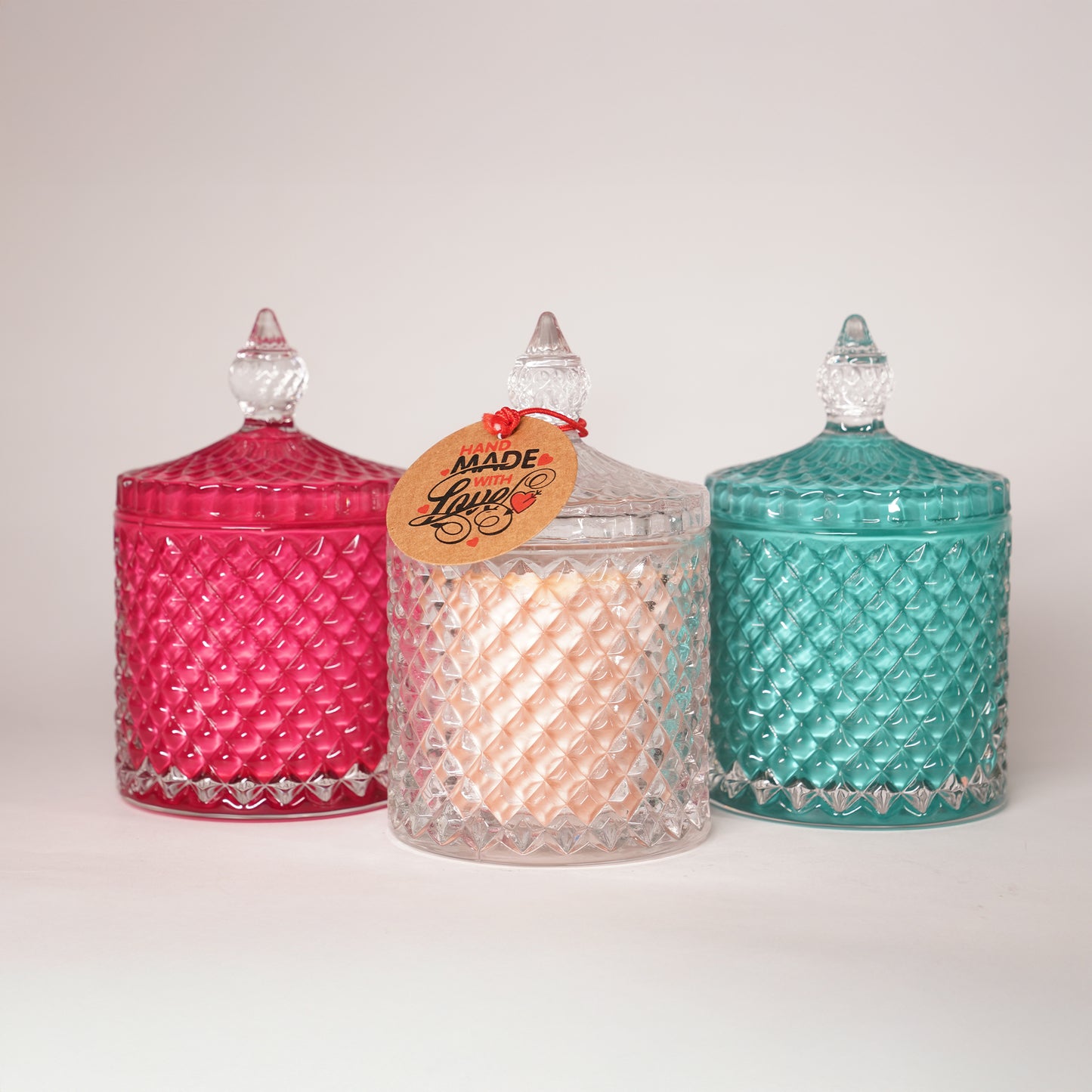 Crystal Jar Candle – Luxury Textured Glass with Lid