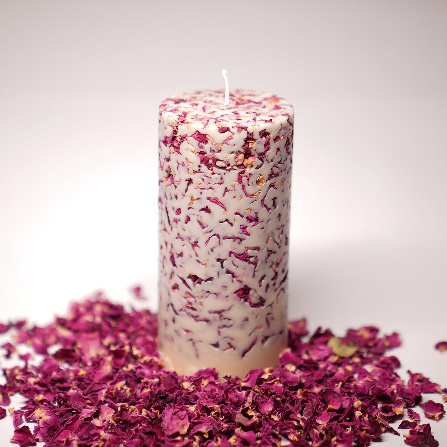 Rose Bloom – Floral Pillar Candle