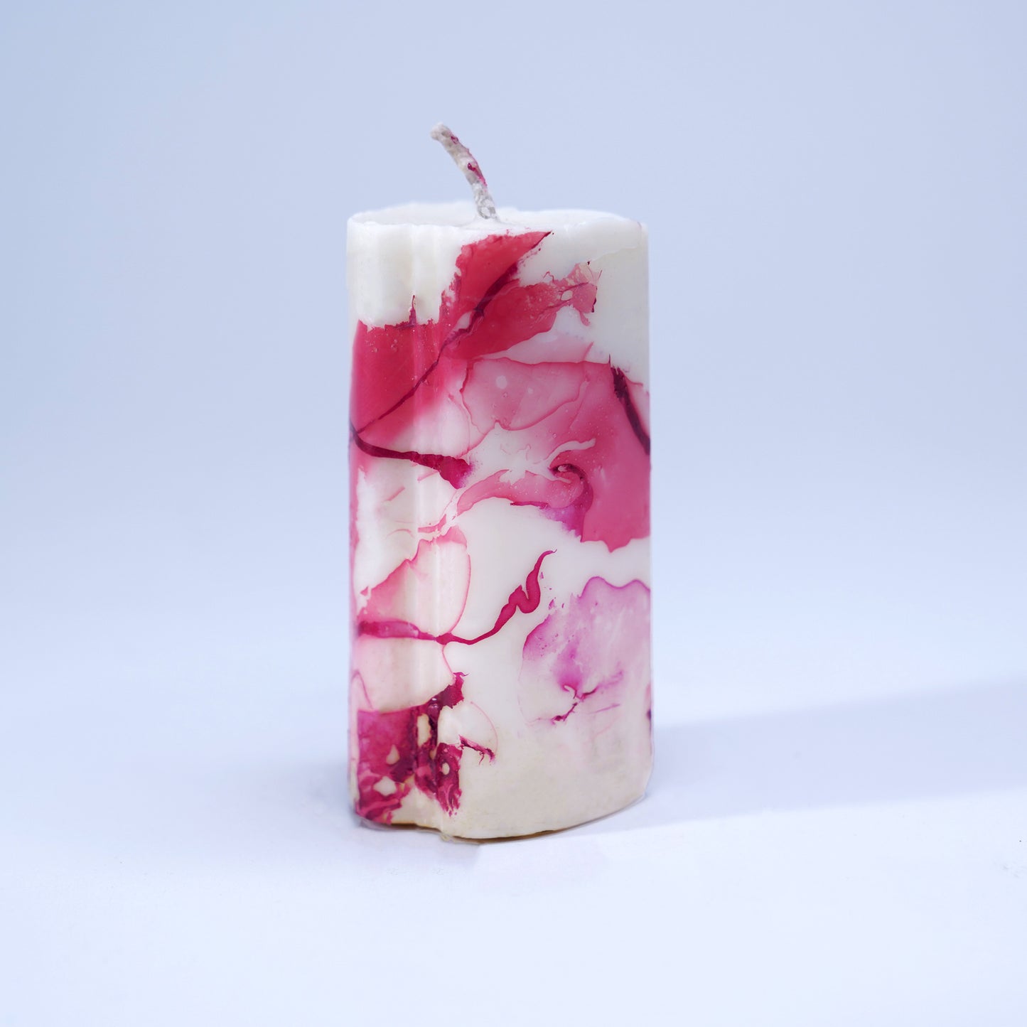 Marbella Marble Pillar Candle – Red & White